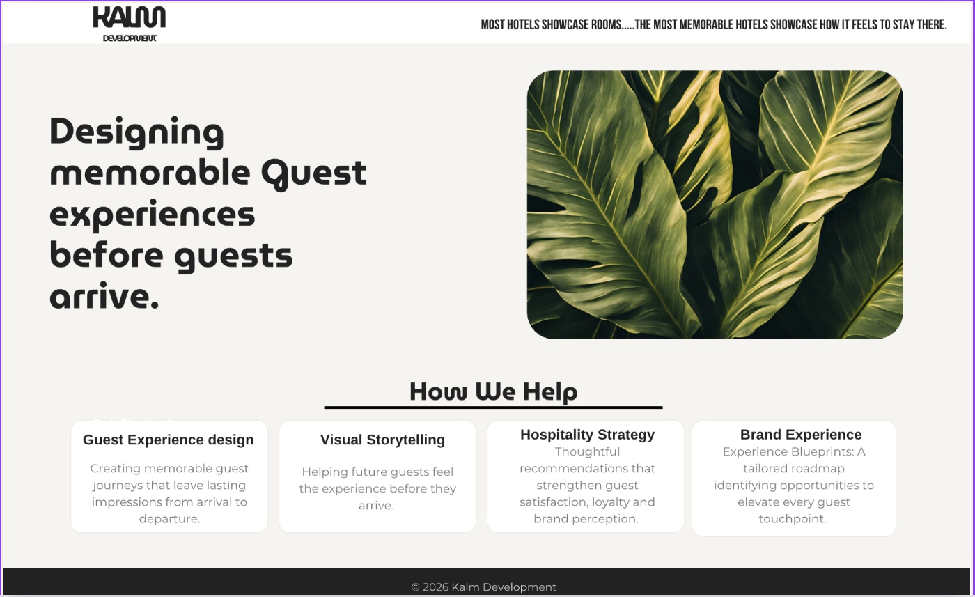 Kalm Developments  — Multi-discipline portfolio 10